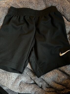 Nike Black Kids Athletic Shorts with White Swoosh